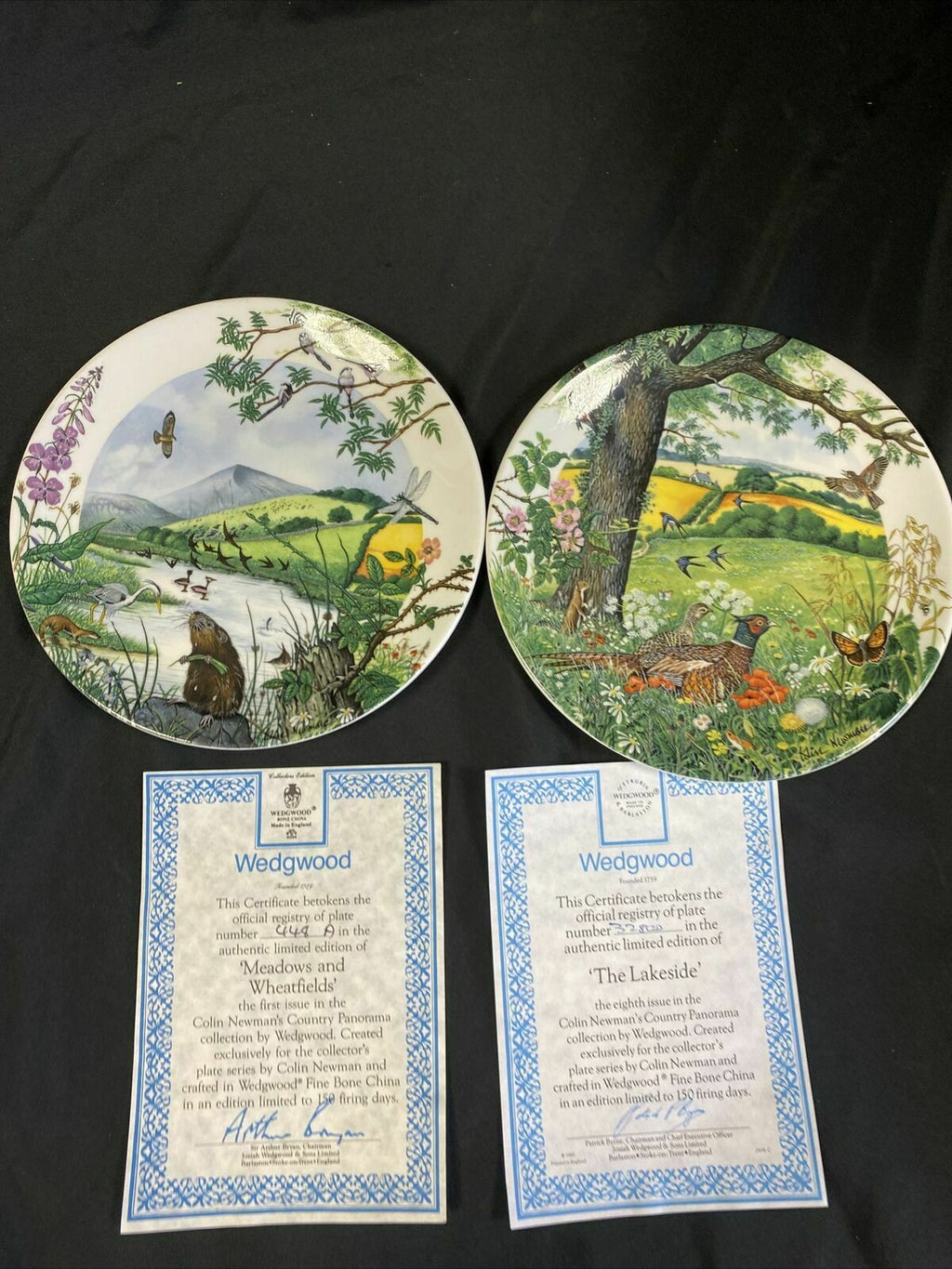 Wedgwood 1988 Collectors plates x 2 Meadows & Wheatfields  + The Lakeside -(7828