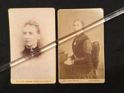 Victorian CDV Cabinet Photo 1890 Payne Aylesbury X2 Same lady - (2310)