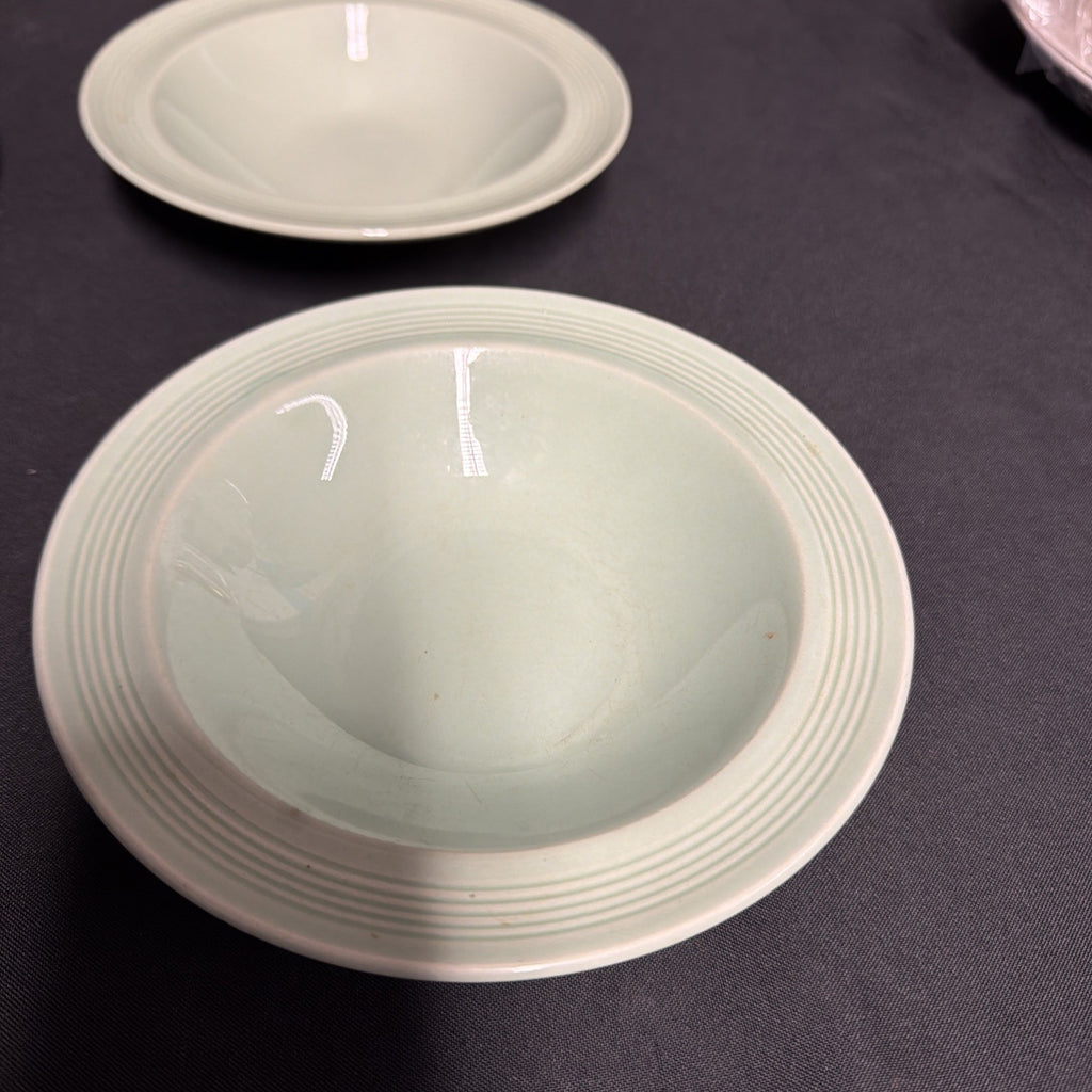 Wood's Ware Beryl Utility Green 1940's Ceramic Cereal Bowls x 4 GC - (1916) 