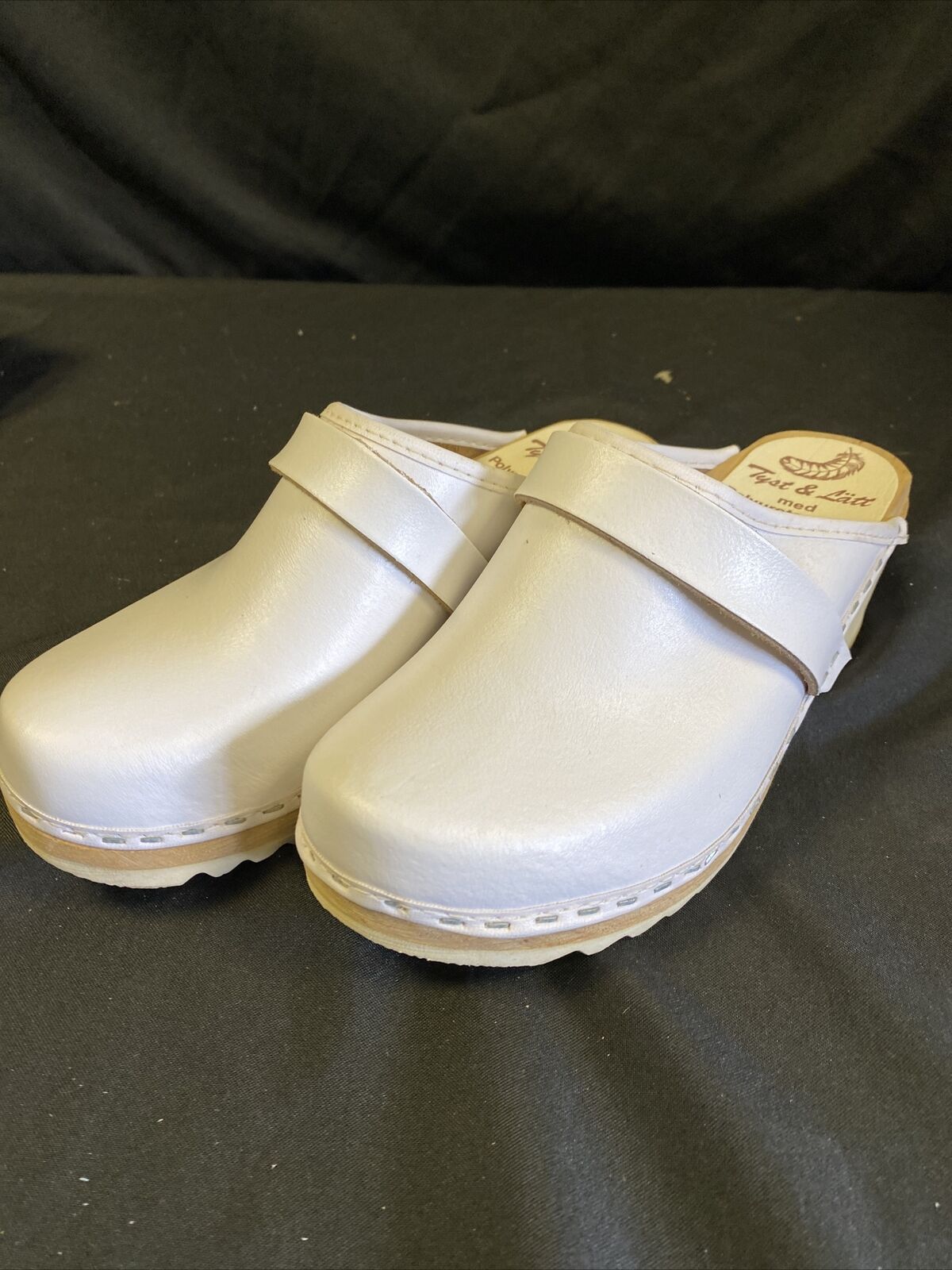 Tyst & Latt Med Poly Sula Swedish Cloggs Shoes White Size 3 UK 36 EU - New/Old Stock - (7765