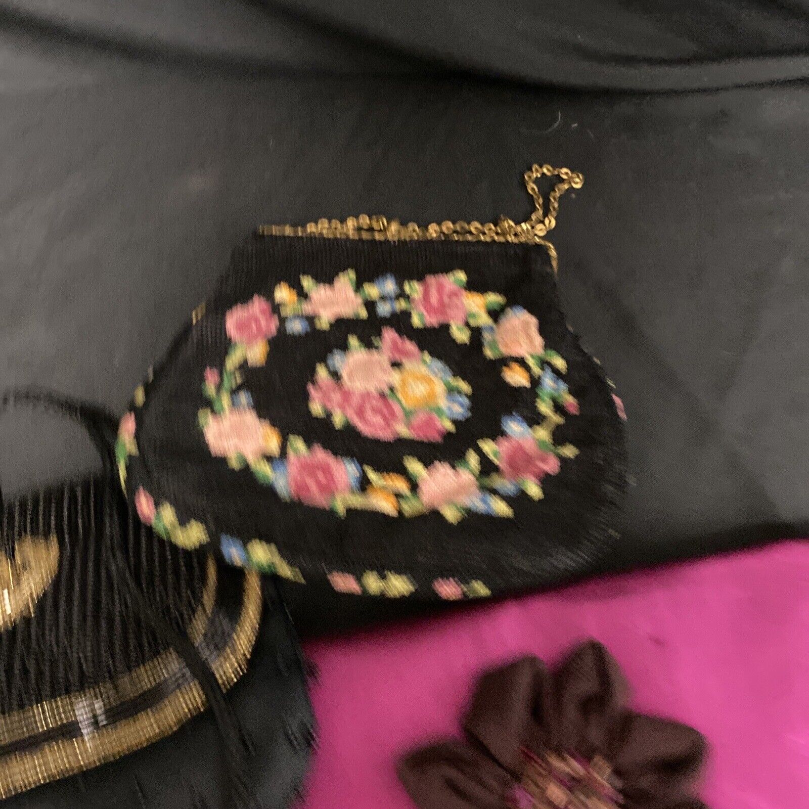Antique Tapastry and Brass Handbag + Alexon and Avon Vintage bags - (9149)