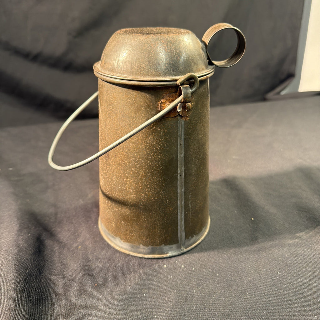 World War Era or Miners Antique Tin Plated Billy Can with Swing Handle - (2037)