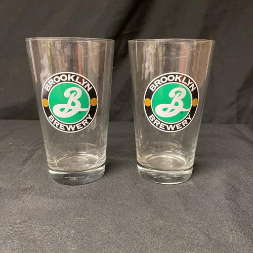 2X Brooklyn Brewery Pint Glasses Lager Beer Drinks Home Bar Pub Party -(1331)