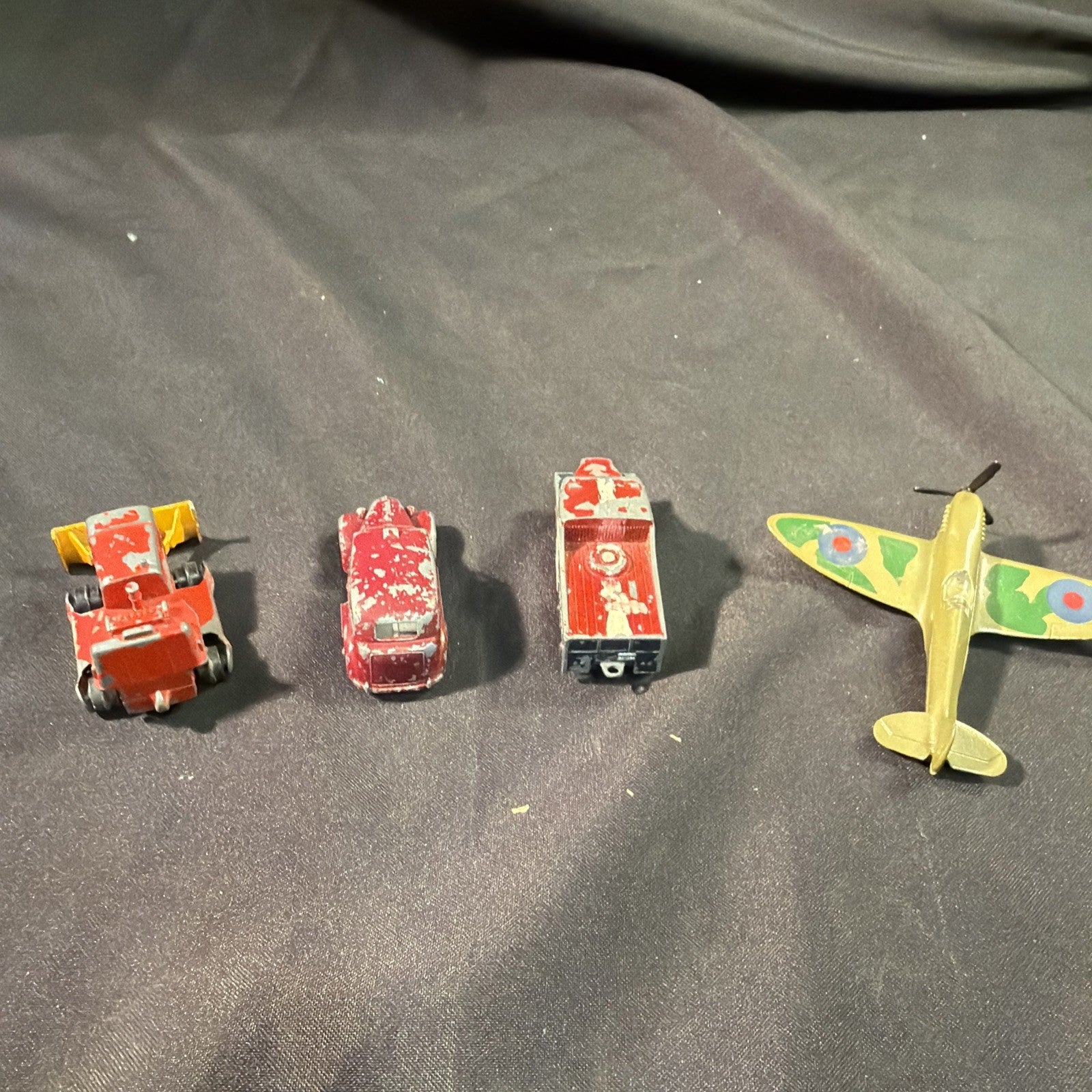 Matchbox Lesney Vintage Die Cast Toy lot x 4 Spitfire Scammell Austin Case Tractor - (2047)
