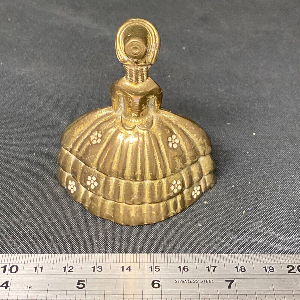 Vintage Brass crinoline lady bell Made In England Rare 1920's Ex cond - (9166)
