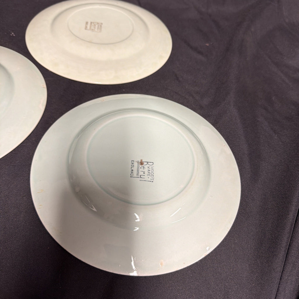Wood's Ware Beryl Utility Green 1940's Ceramic Tea Plates 20cm D. x 5 GC - (1917) 