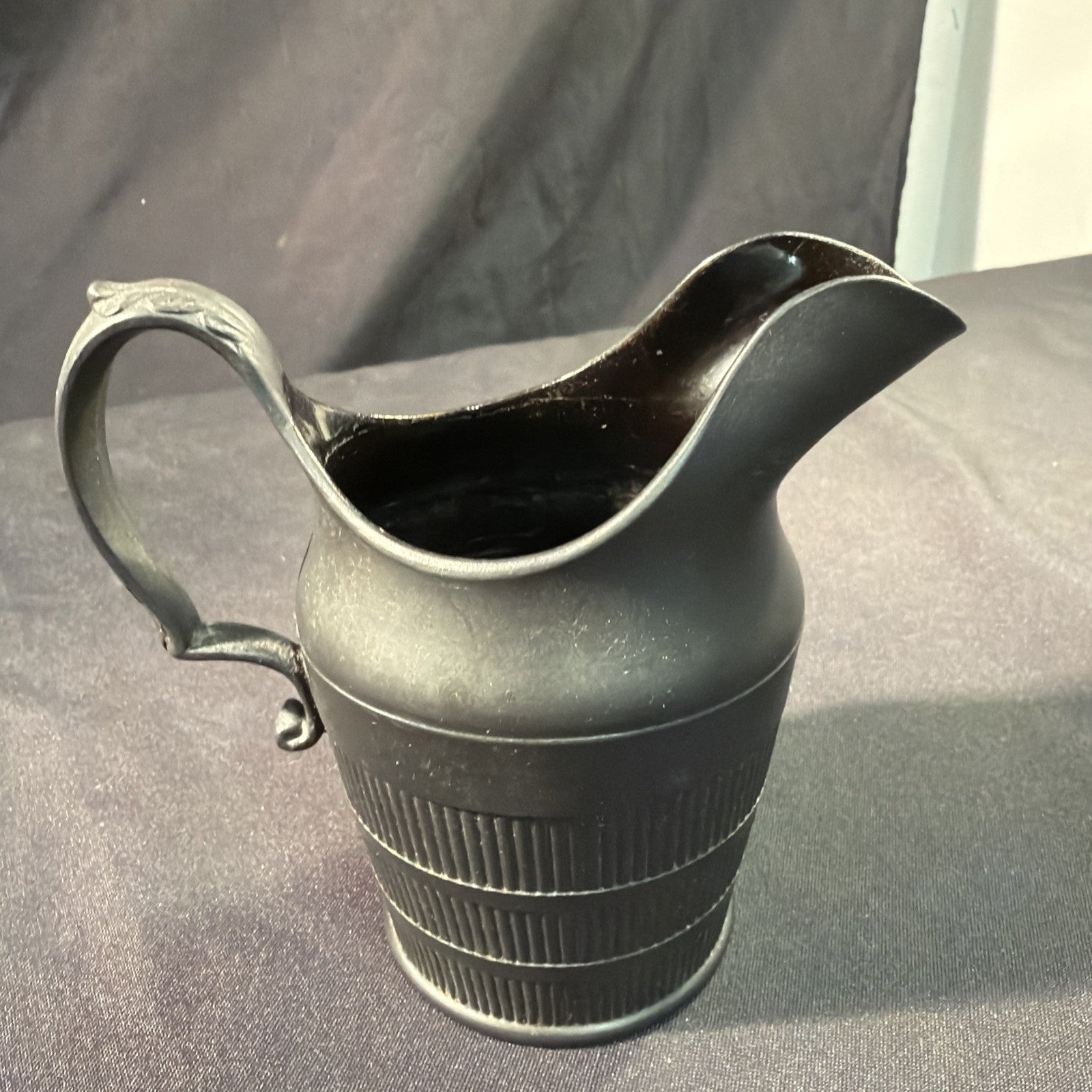 Vintage Black Basalt Jug / Creamer 12cm tall Wedgwood? - (1979)