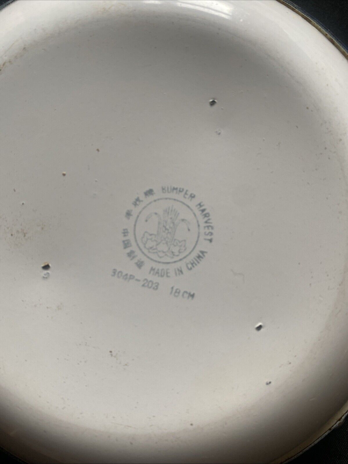 Chinese Enamelware Bumper Harvest 5 x Plates / Bowls Pink Blue White (5874)