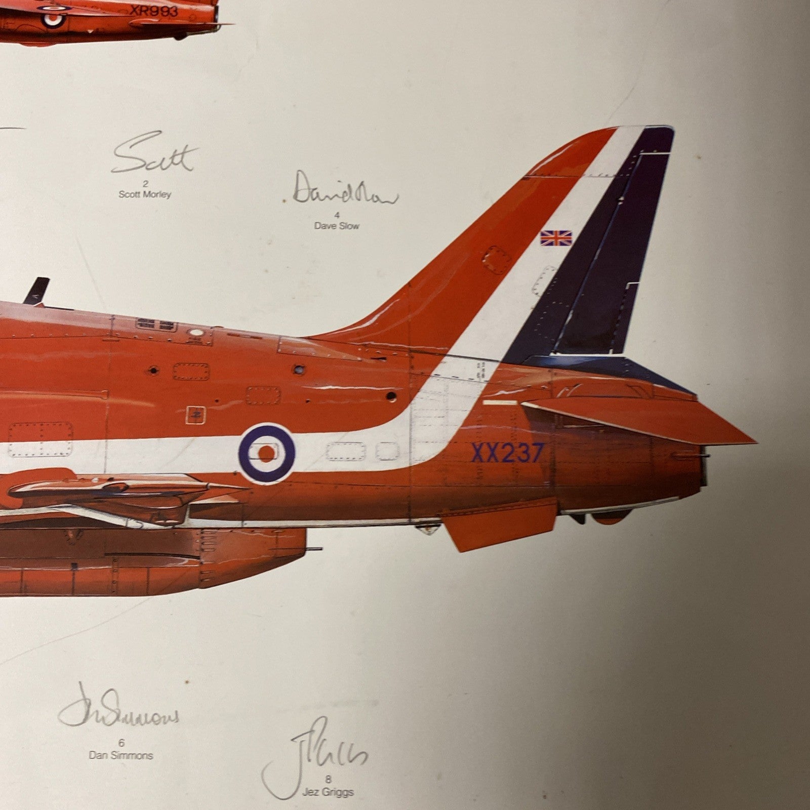 RAF RED ARROWS HAWK T1A XX237 SIGNED BY ALL THE SQUADRON PRINT 2005 RARE - (1639)