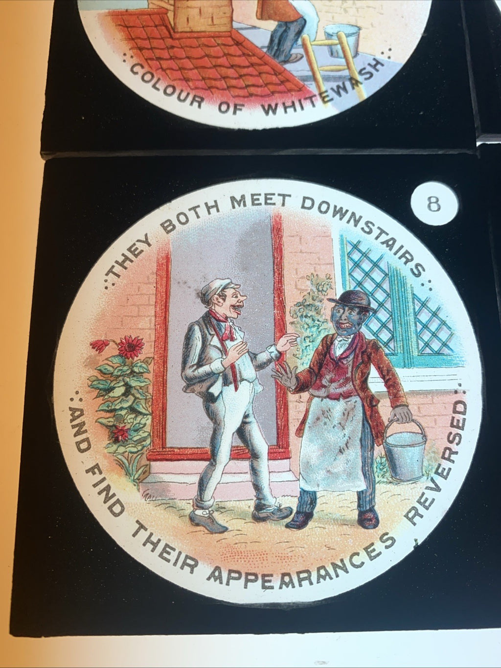 Magic Lantern Victorian Glass Square Handpainted Story x 8 Slides (1061)