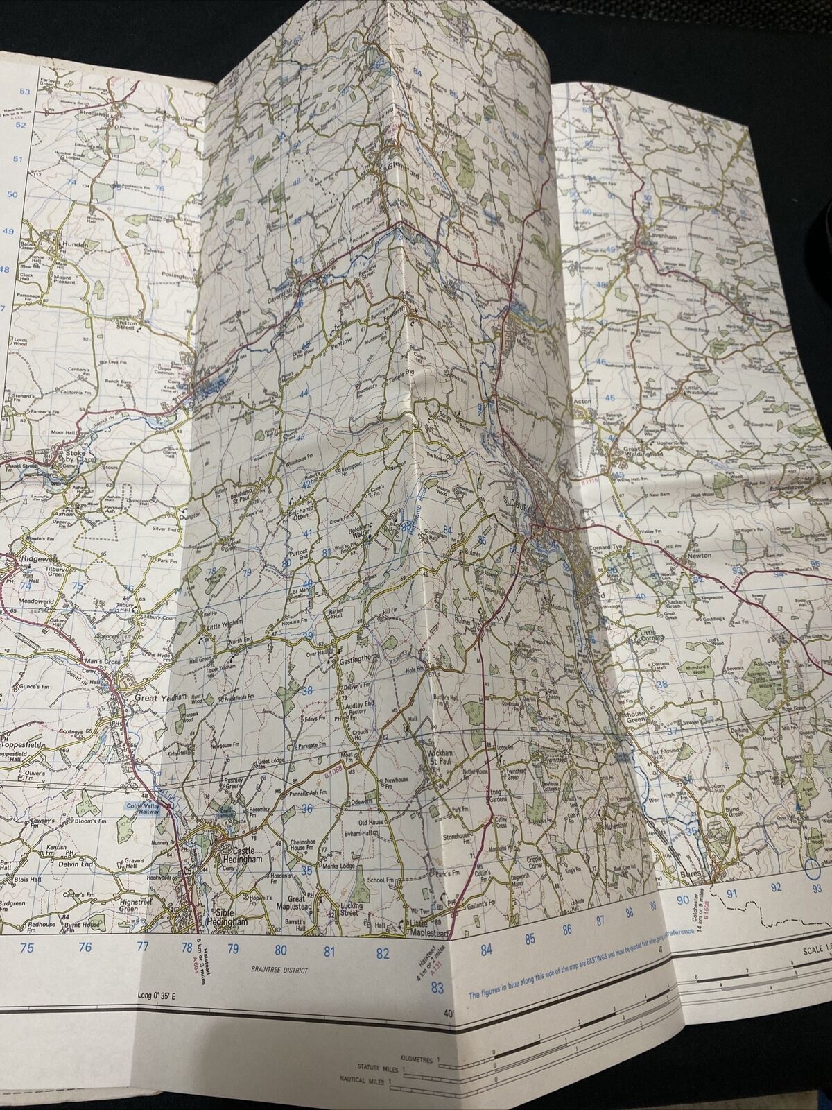 MAP - Ordnance Survey 2cm-1km '87 Landranger#155 Bury St Edmonds Sudbury (8675