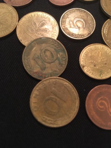 Germany 10 / 5 / 2 / 1 Pfennig coins x 37 - 1949 to 1980 - (2808)