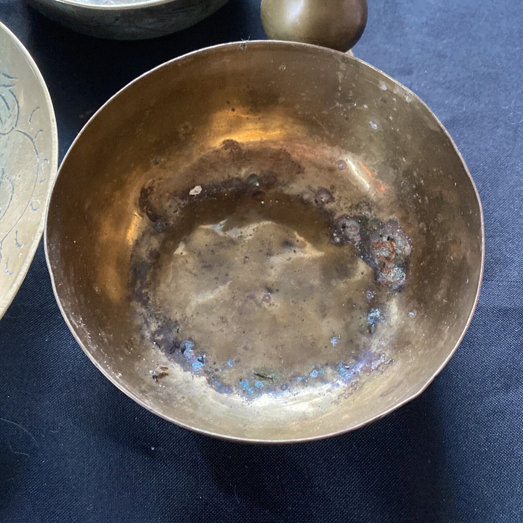 Antique Chinese Asian Brass Bronze collection Bowls ETC - (9607