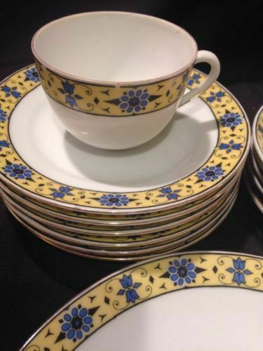 Victoria China Czechoslovakia Hand Painted Pattern 202 - 15 Pcs Yellow (1502)