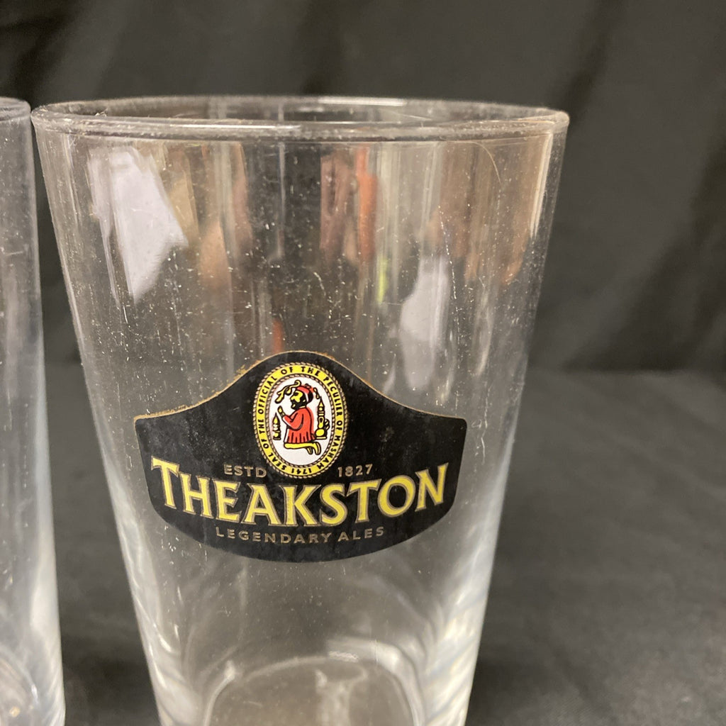 2X Theakston Ales Pint Glasses Lager Cider Drinks Home Bar Pub Party (1342)