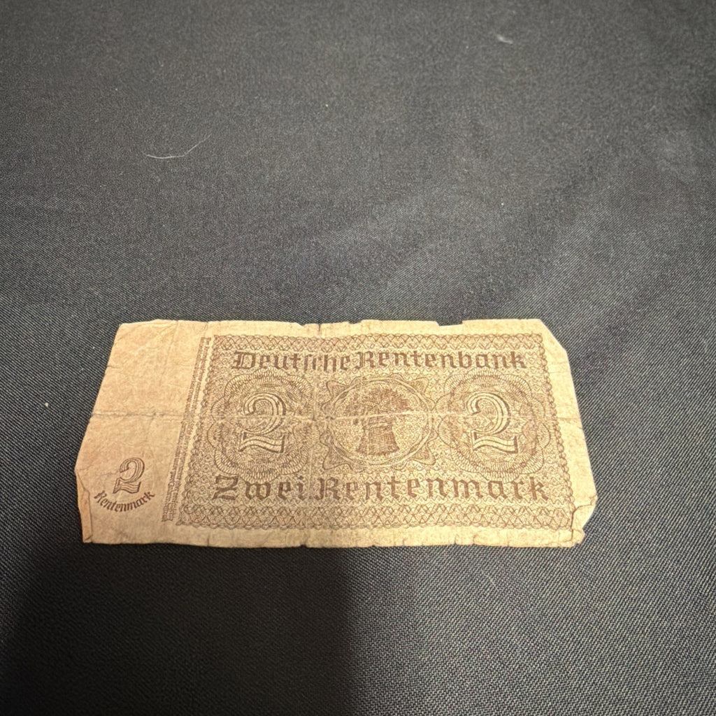 Bank Note Antique 2 Rentenmark Berlin 1937 German Banknote Circulated - (2320)