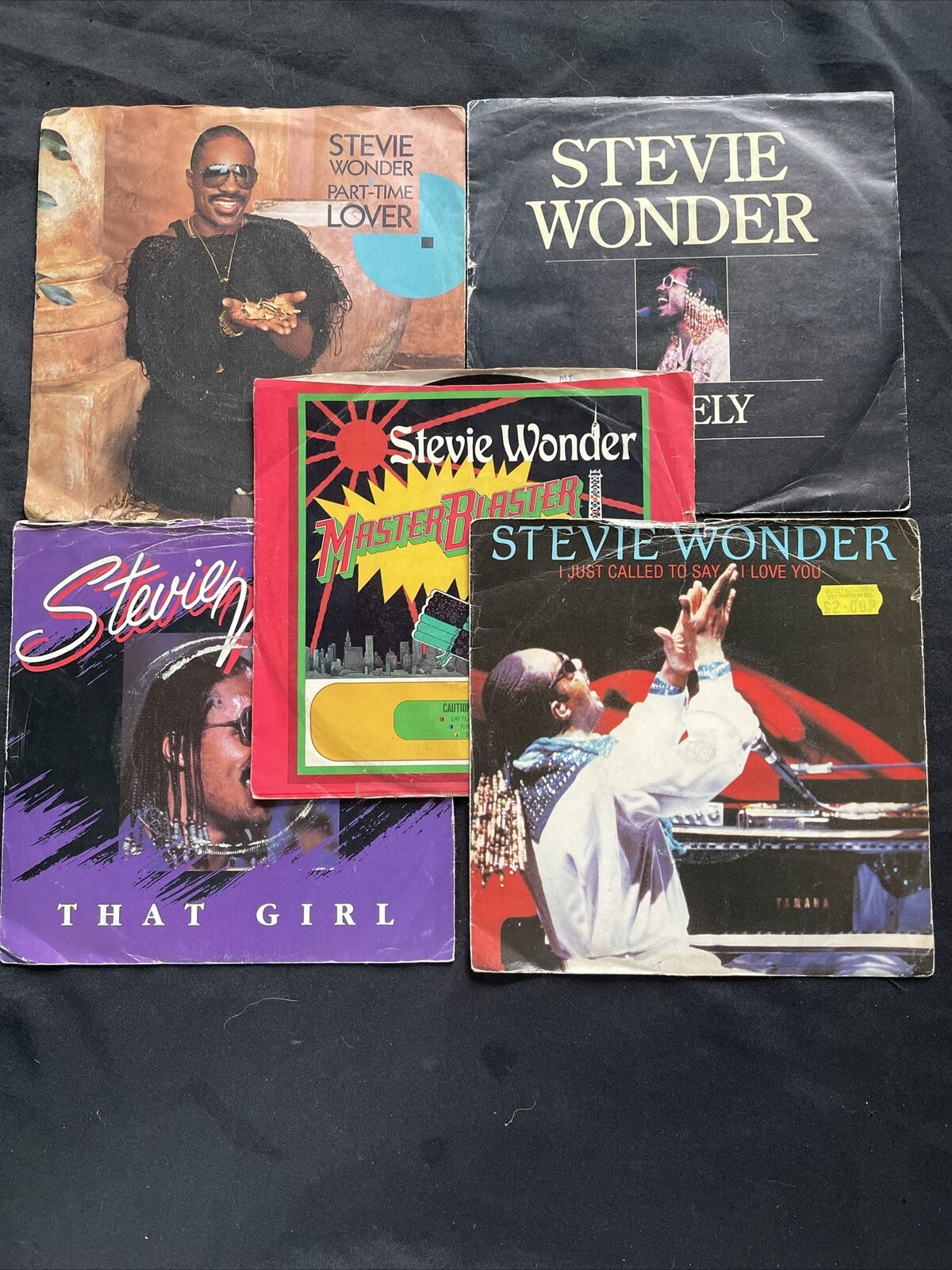 Vinyl Records 7" Singles 5 x 1980's Stevie Wonder 5 different singles - (9429)