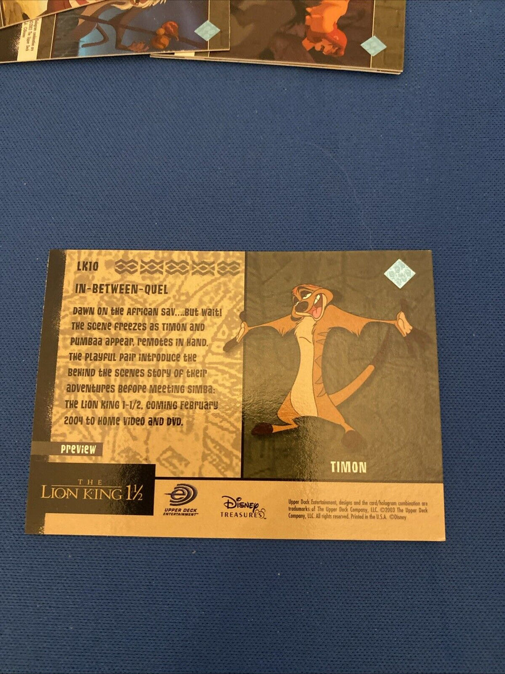 Upper Deck 2003 Disney Treasures Lion King FULL SET  x10 Trading Cards (5759