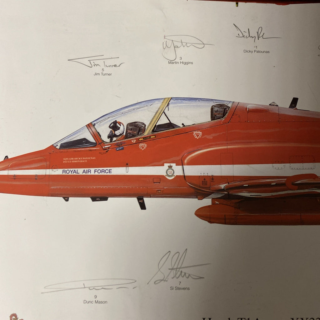 RAF RED ARROWS HAWK T1A XX237 SIGNED BY ALL THE SQUADRON PRINT 2005 RARE - (1639)