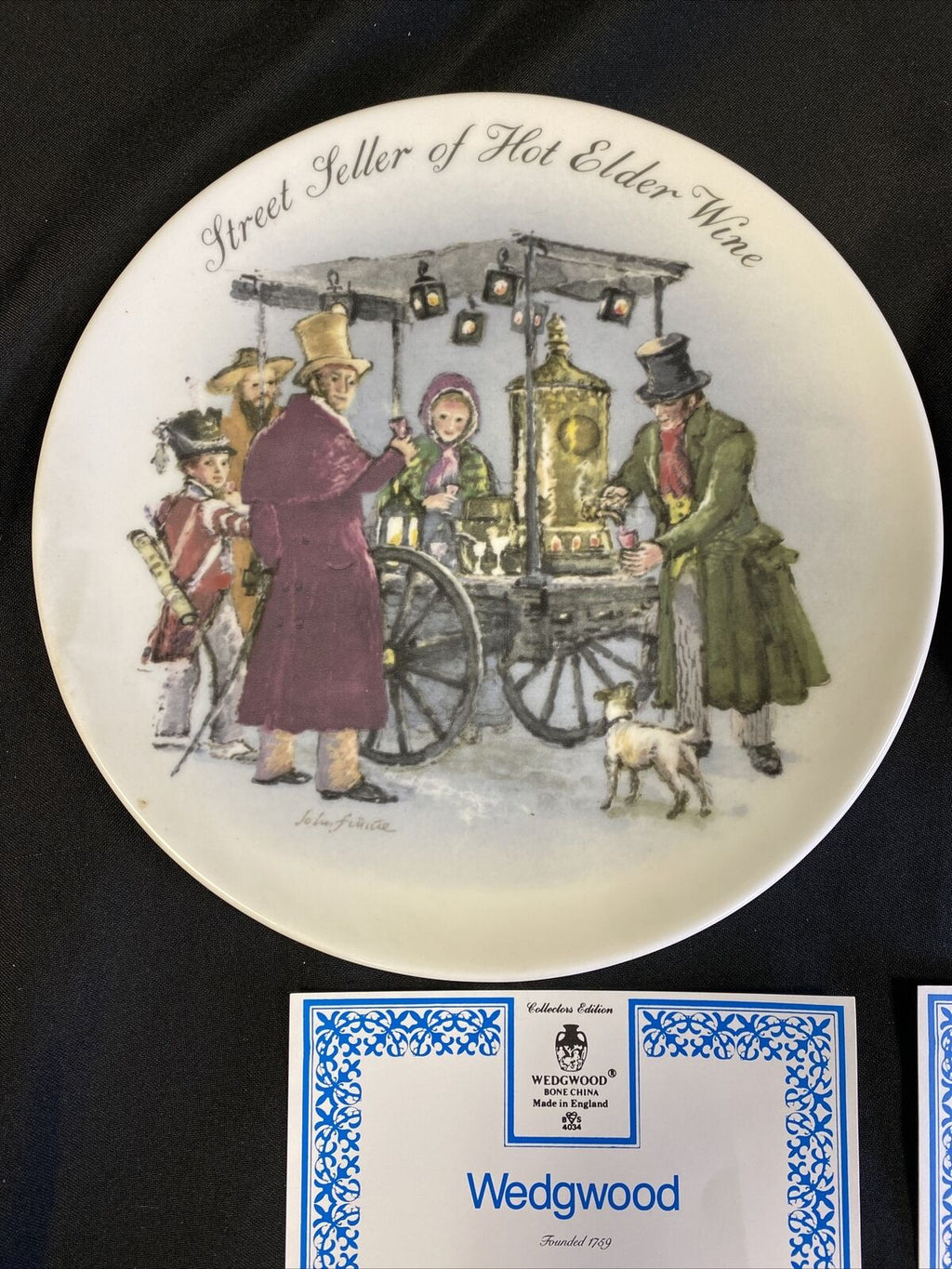Wedgwood 1986 LONDON Collectors plates x2 Hot Elder Wine & Water Carrier -(7841
