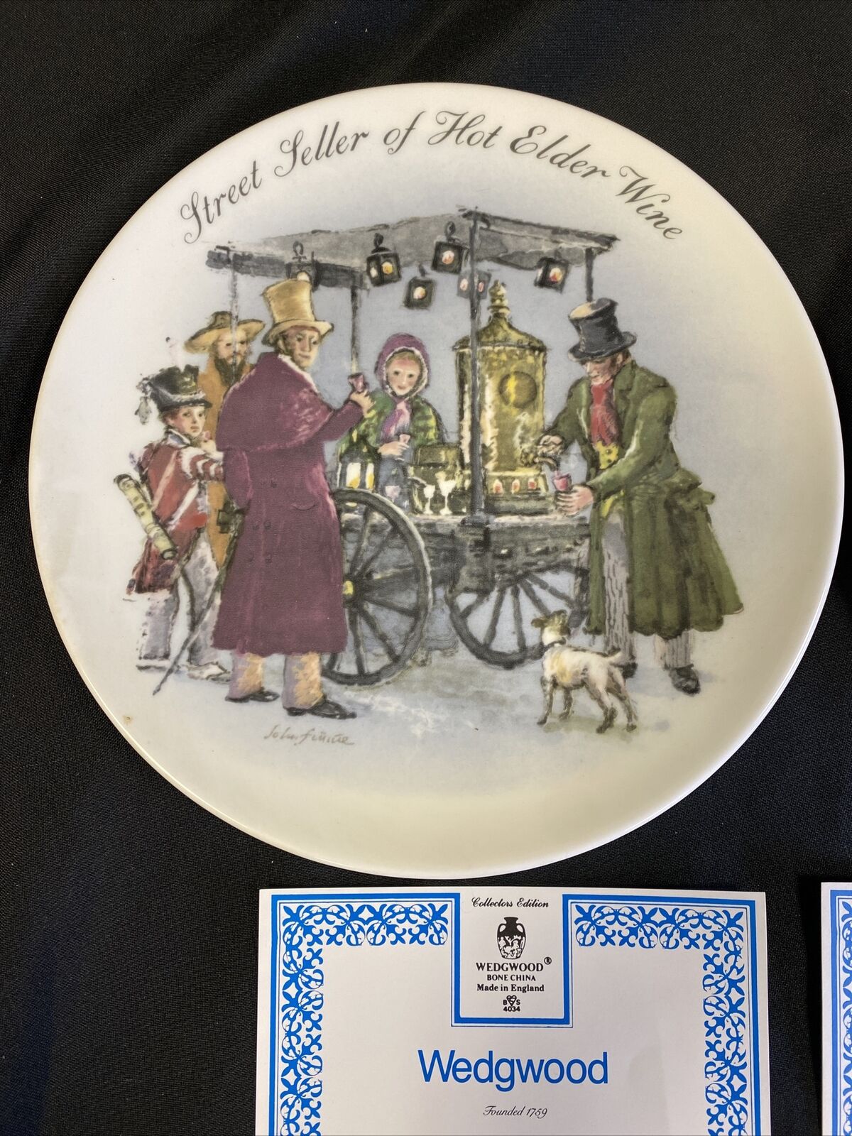 Wedgwood 1986 LONDON Collectors plates x2 Hot Elder Wine & Water Carrier -(7841