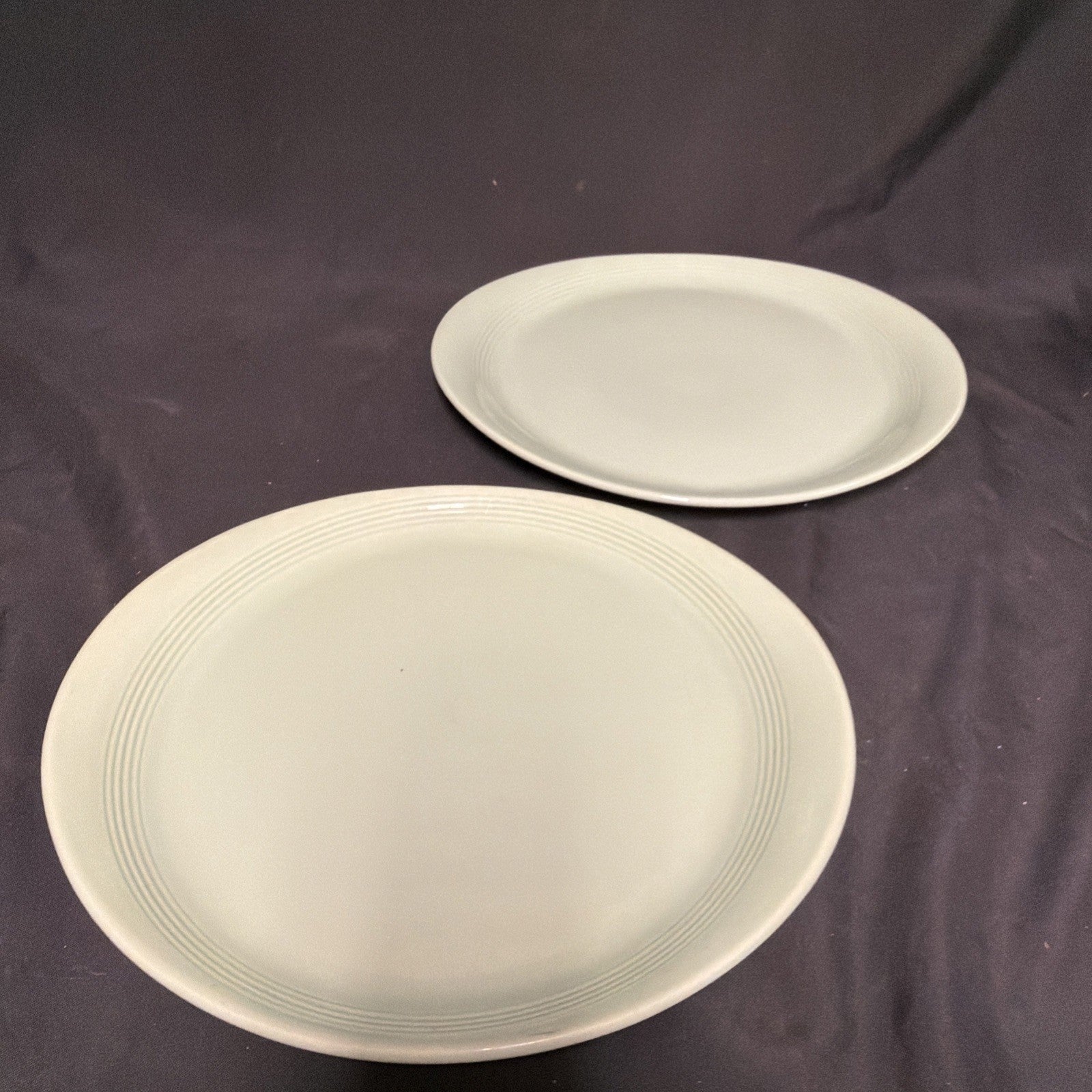 Wood's Ware Beryl Utility Green 2 x steak Oval Plate 28cm Diameter- (1932) 