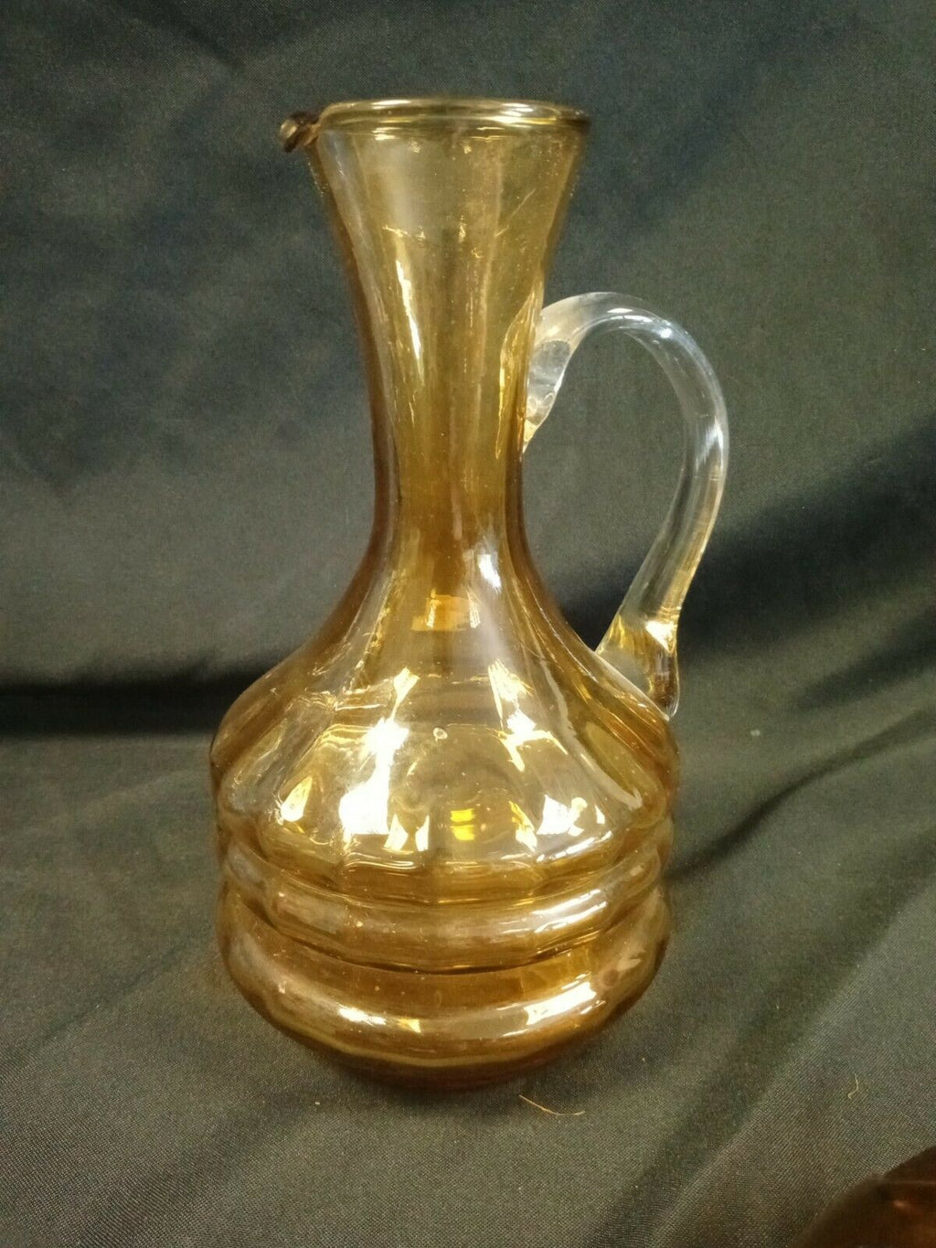 Vintage Large Amber glass bowl and Jug Stamped England - (7973)