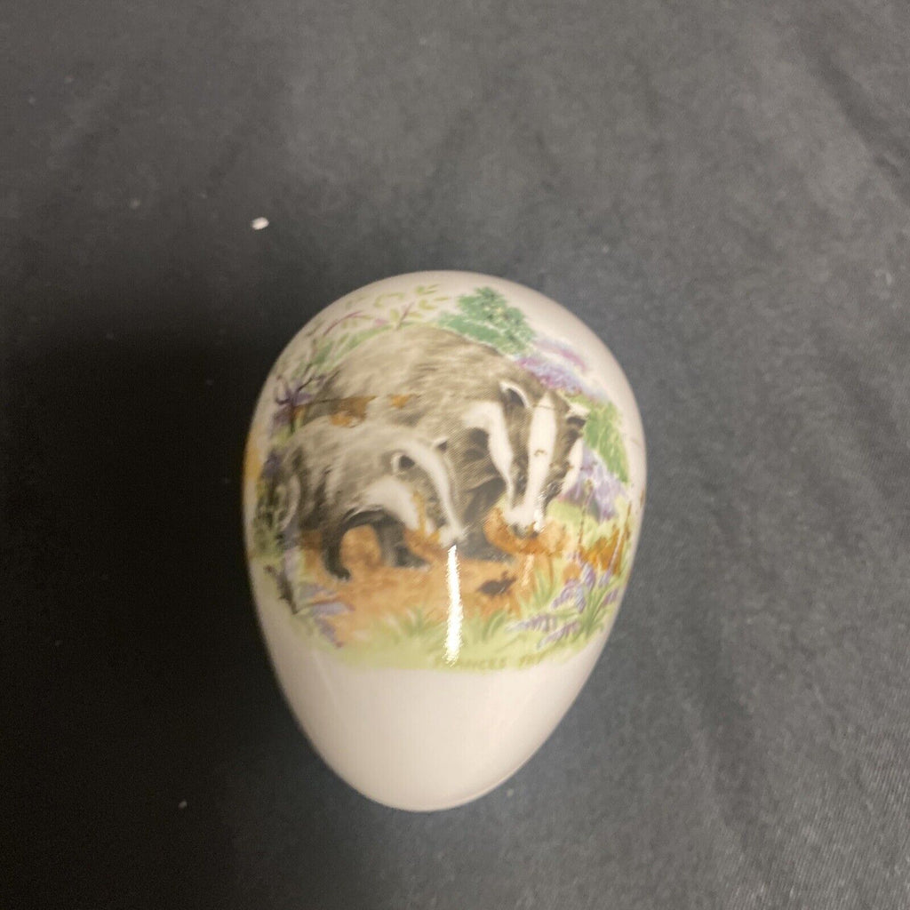 Trinket Box EGG - Coalport Bone China Country Friends Badger & Cub - (9191)