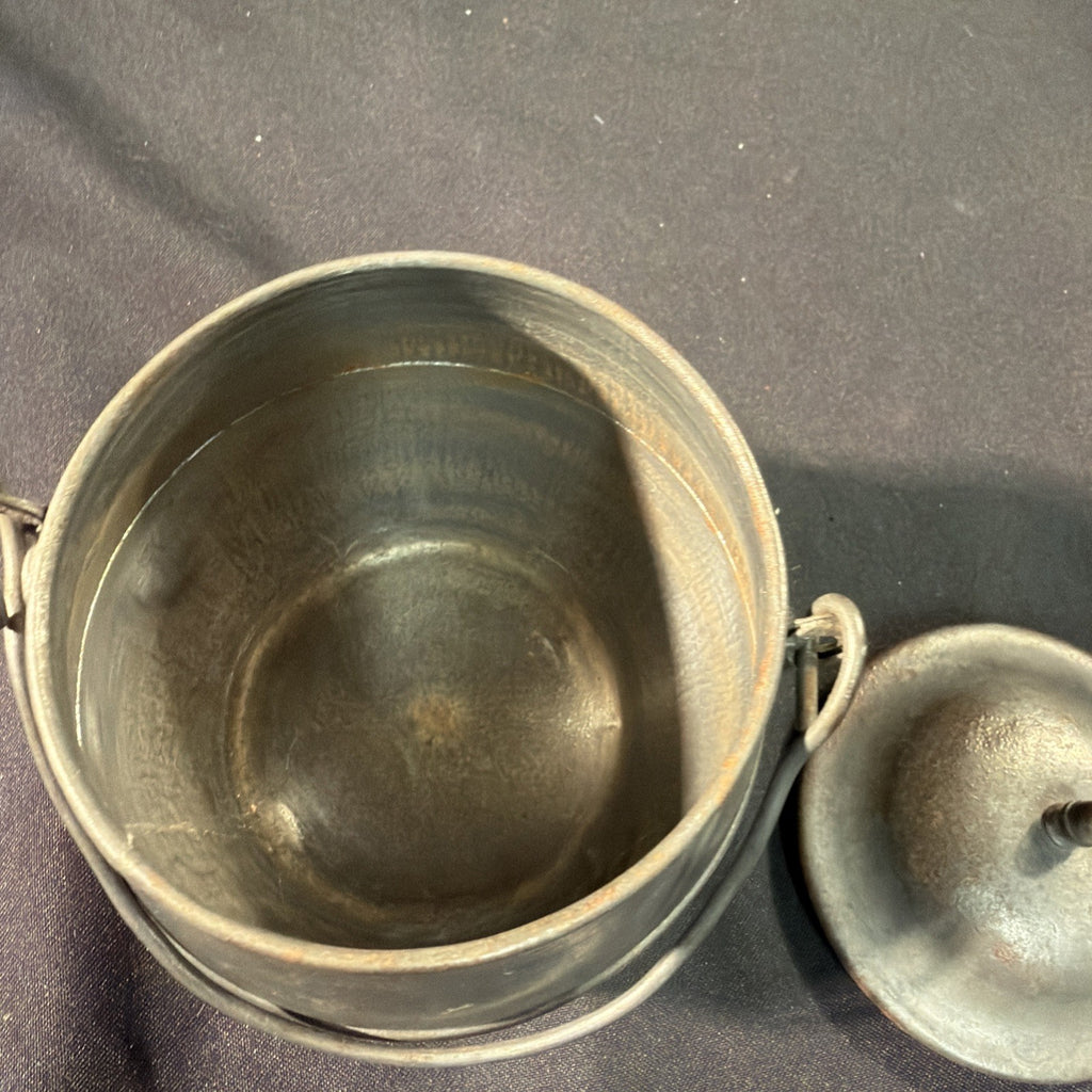 Antique Dinner Pail metal possibly tin? with lid - (2038)