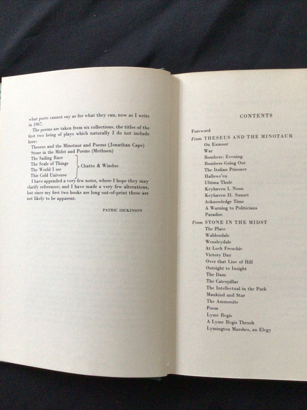 BOOK - SELECTED POEMS by PATRIC DICKINSON - 1968 - (8700)