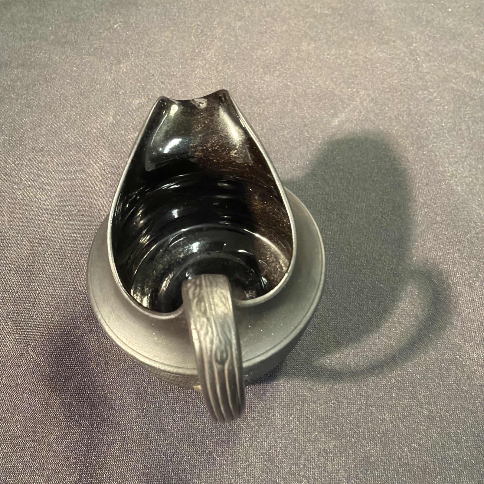 Vintage Black Basalt Jug / Creamer 7cm tall Wedgwood? - (1984)