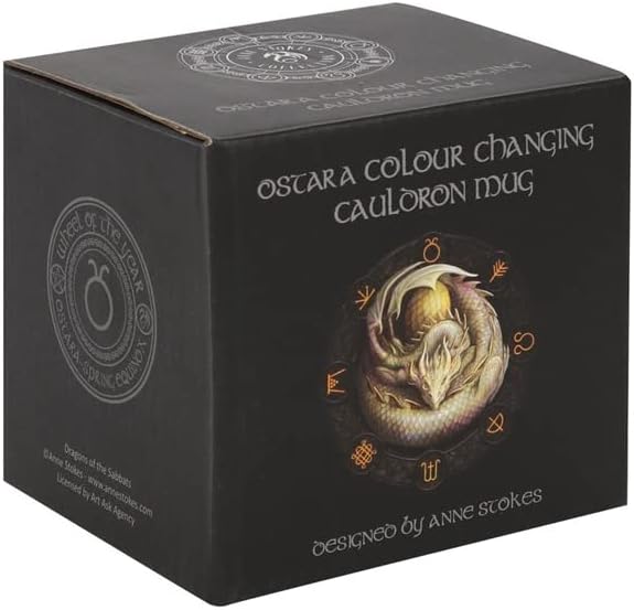 Mug Boxed Ceramic Black Ostara Dragon Cauldron Mug by Anne Stokes