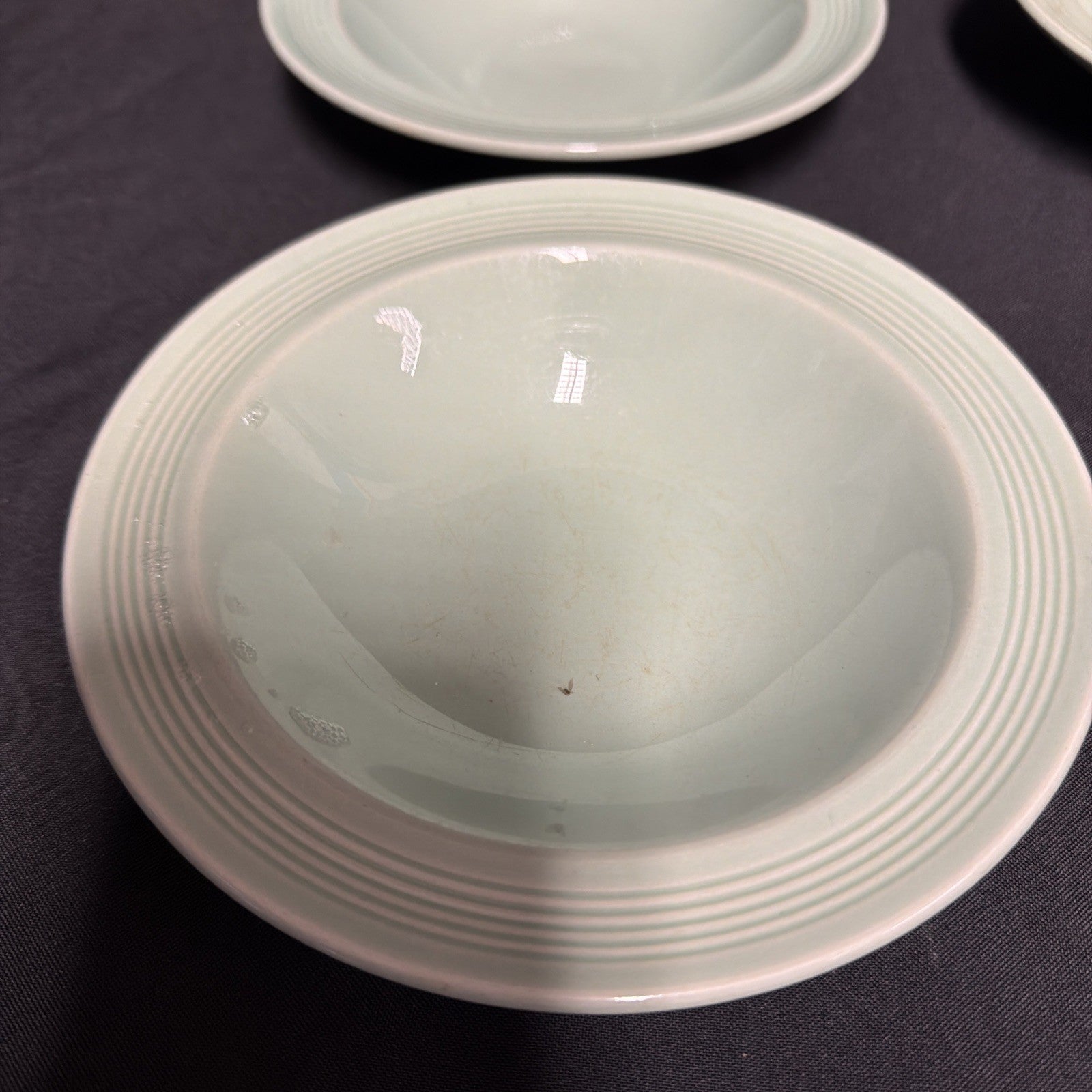 Wood's Ware Beryl Utility Green 1940's Ceramic Cereal Bowls x 4 GC - (1916) 