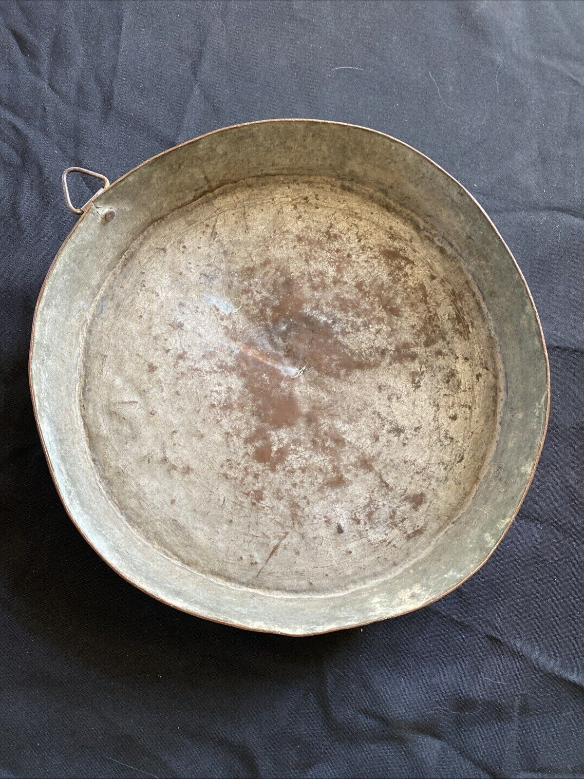 Copper Pan 32cm Diameter Hanging Hook Early 1800's rustic home décor (5919)