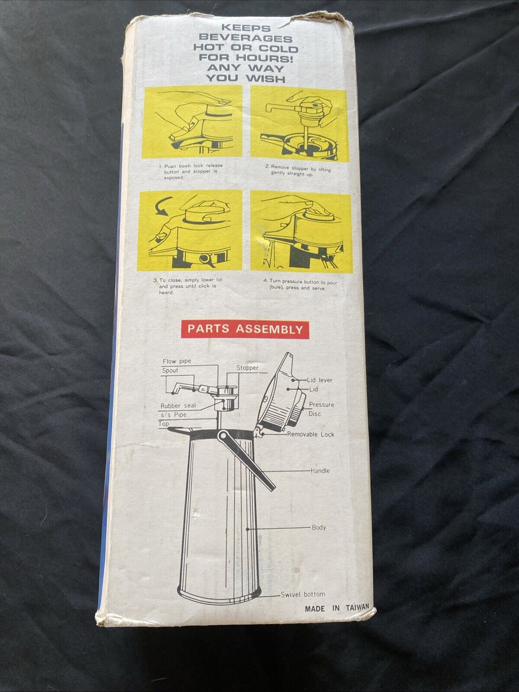 Vintage Flask Taiwan Pump-Pot Pump Pot Hot/Cold Drinks Dispenser 70s Large (5889