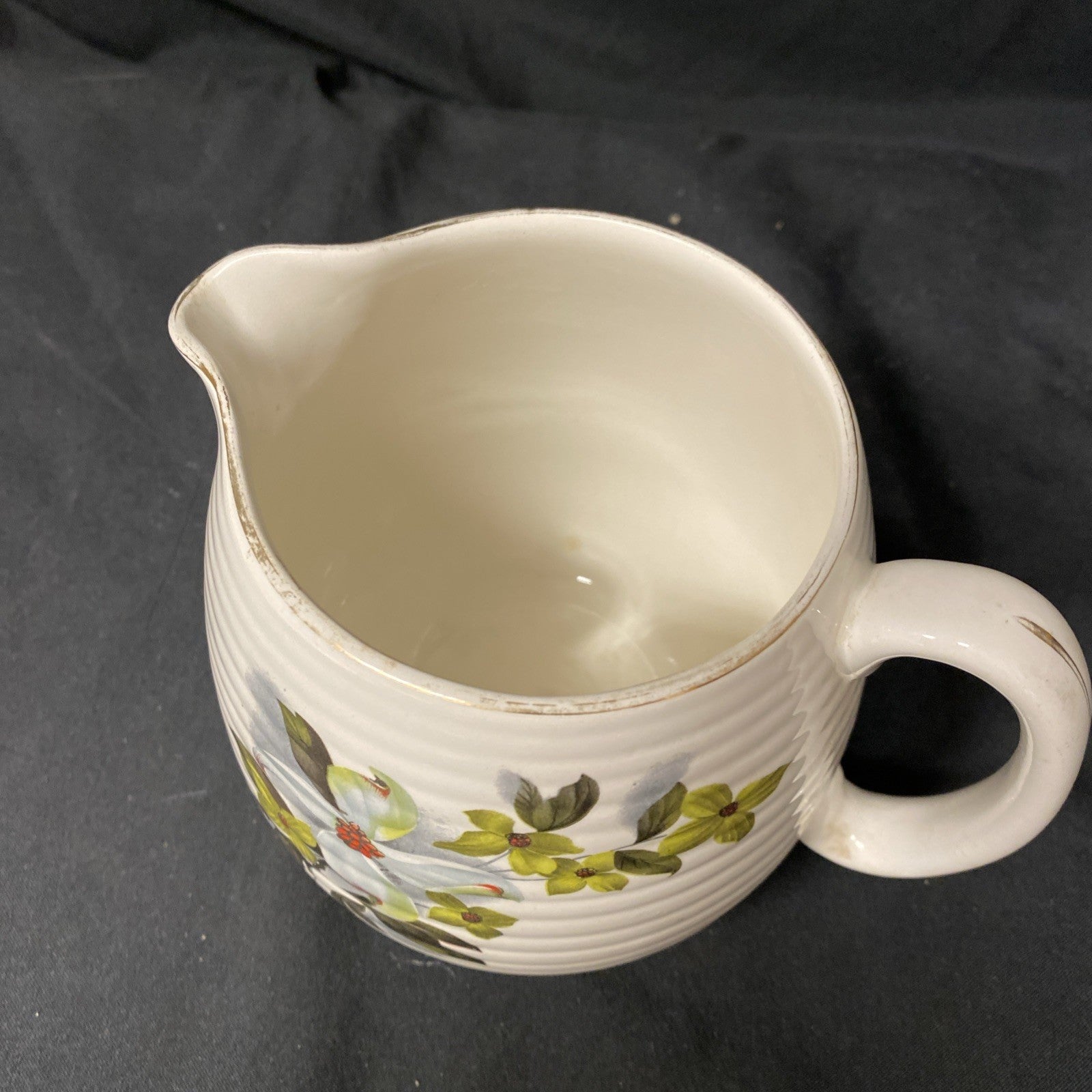 Beswick England Ribbed Pottery Jug 1950's Collectable Floral - (1580)