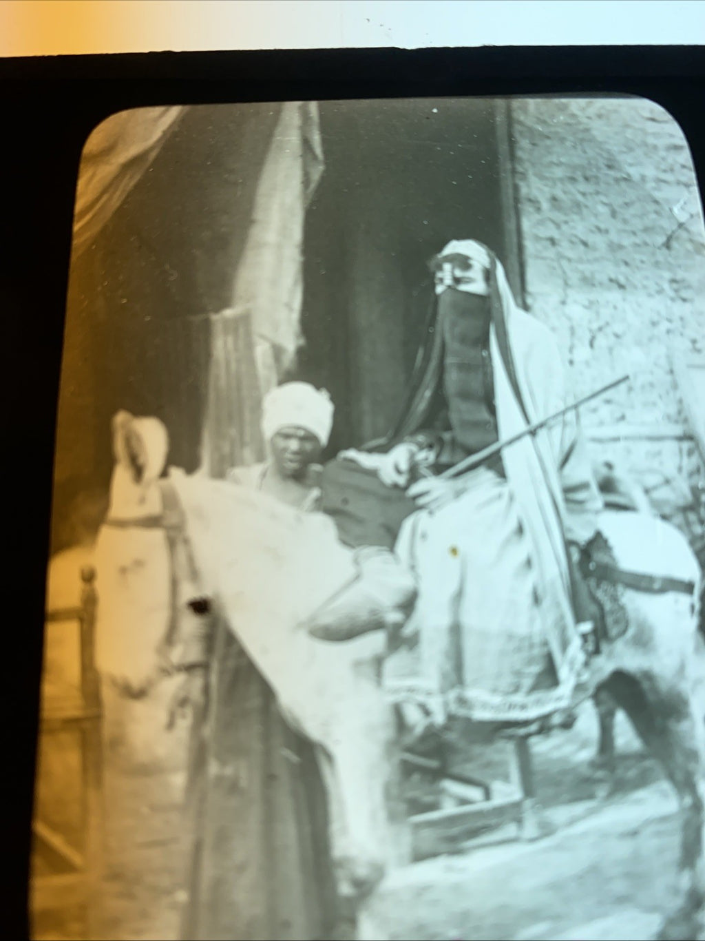 Magic Lantern Victorian Glass Square Antique Photo Ethnic Tribal People (1079)