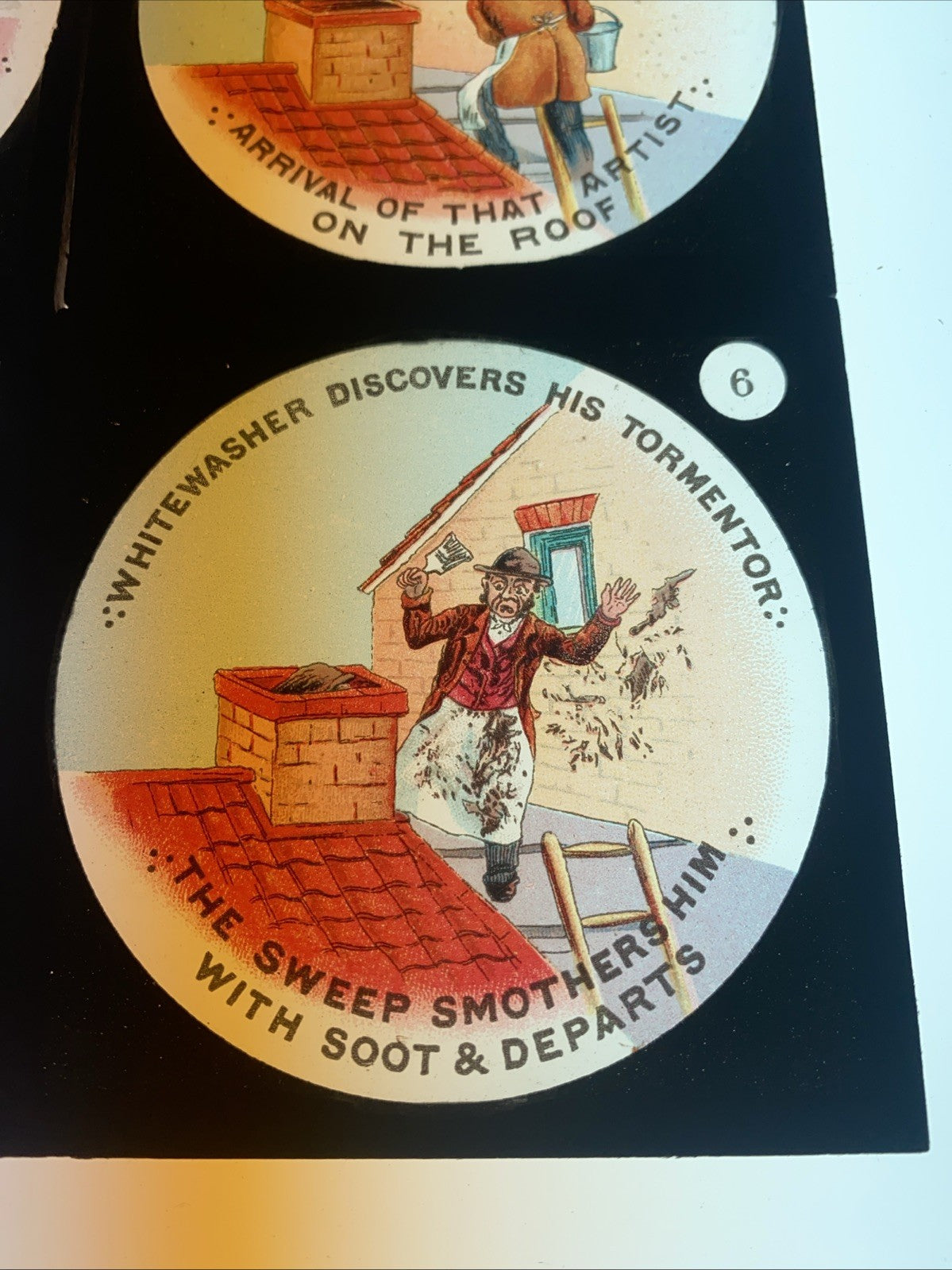 Magic Lantern Victorian Glass Square Handpainted Story x 8 Slides (1061)