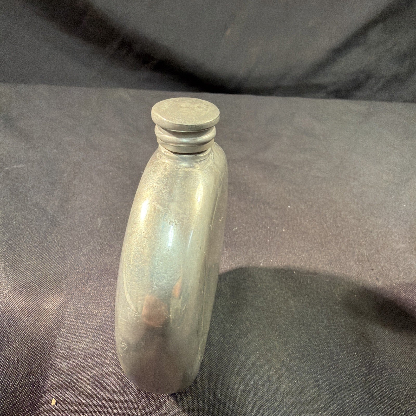 Vintage Hip Flasks 1 x Pewter round and 1 x Steel Kidney Shape - (2029)
