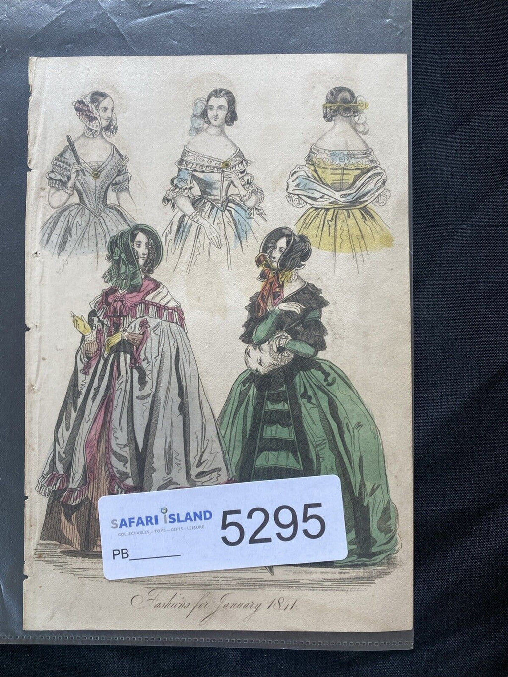 Victorian Regency London Fashion Engraving Plate Antique January 1841 - (5295)