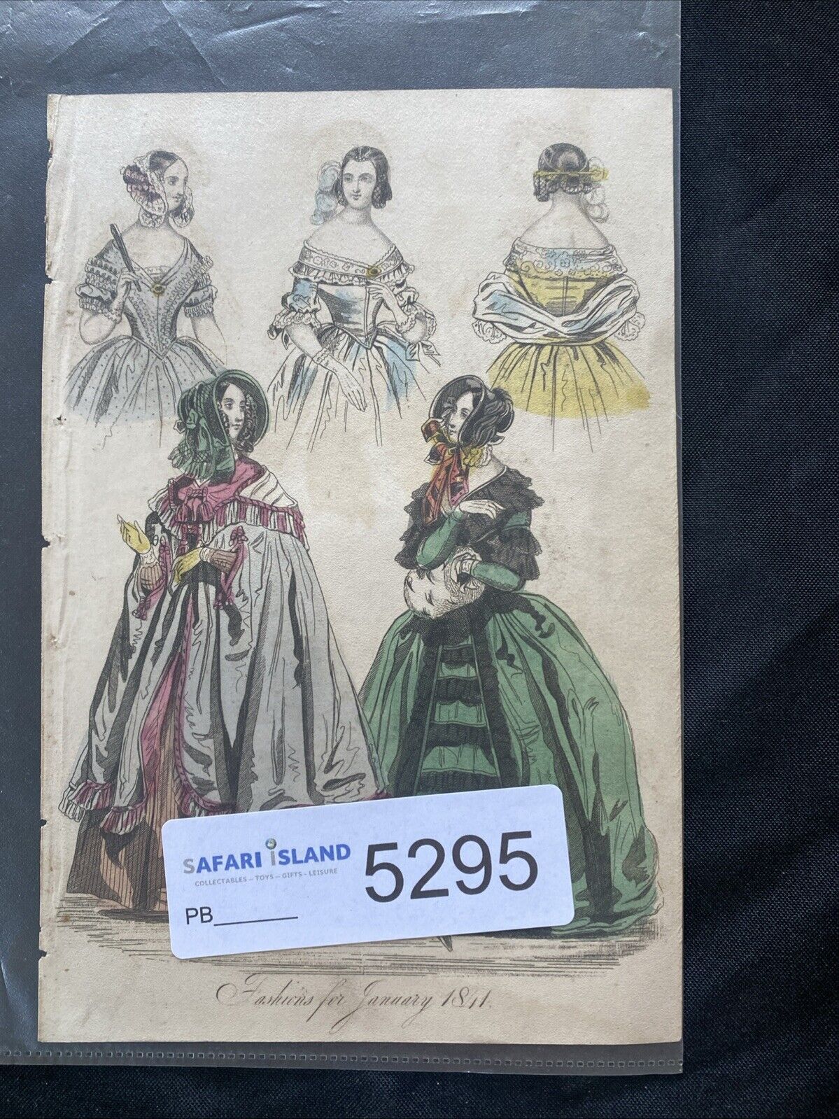 Victorian Regency London Fashion Engraving Plate Antique January 1841 - (5295)