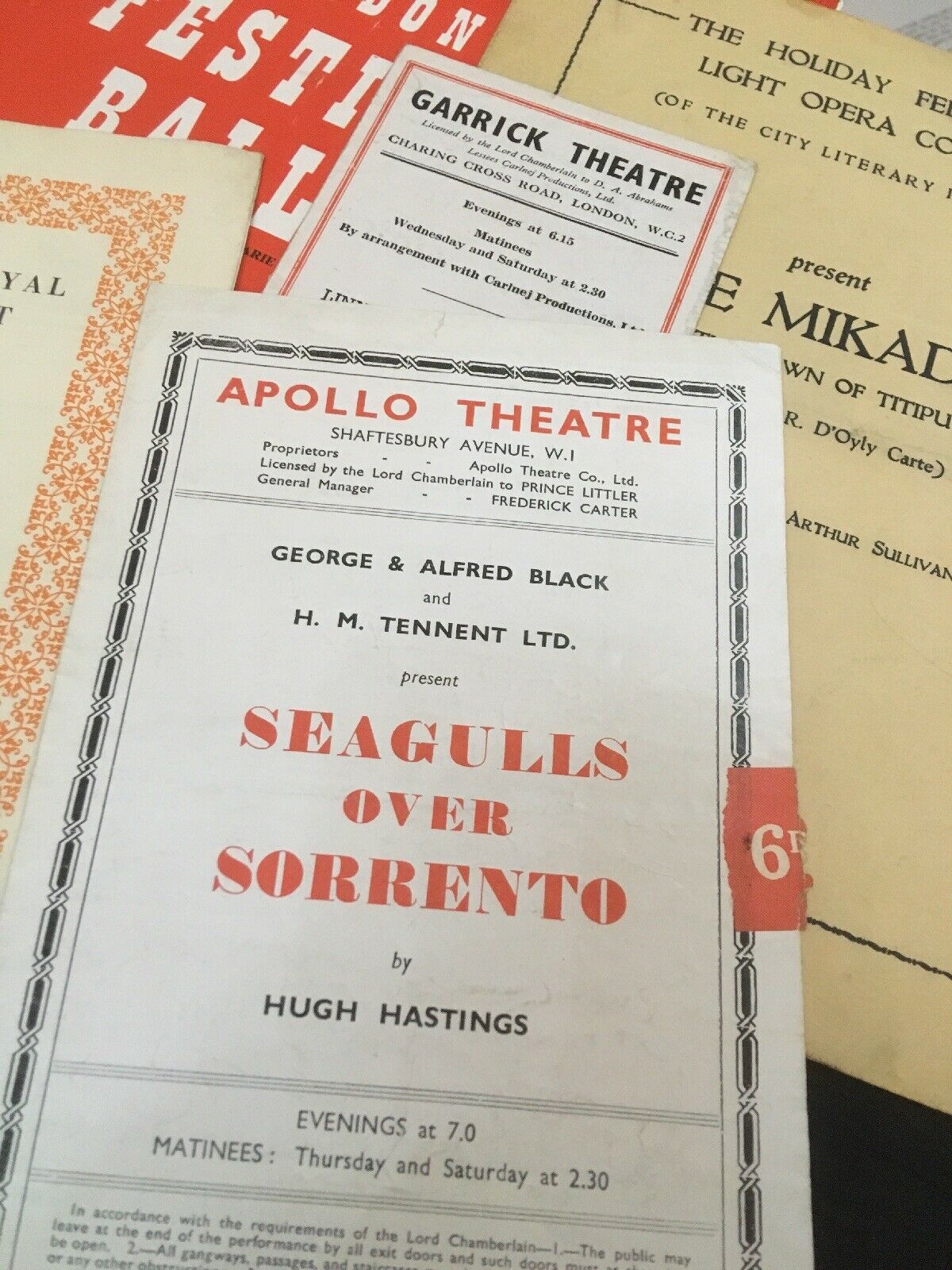 1950's Theatre Programmes x 14 - Garrick Apollo Saville Pavilion Theatre - (2955)