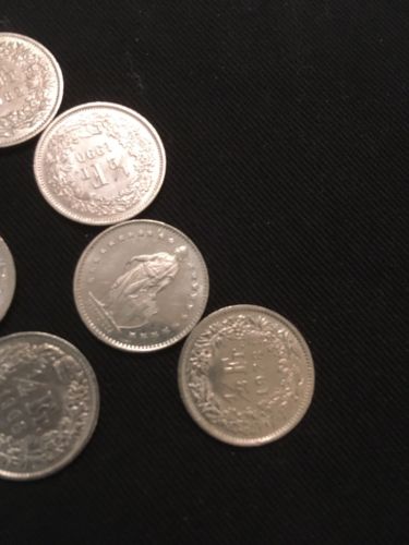 Switzerland 1/2 Fr Francs Coins x 6 - 1960's to 1980's - (2823)
