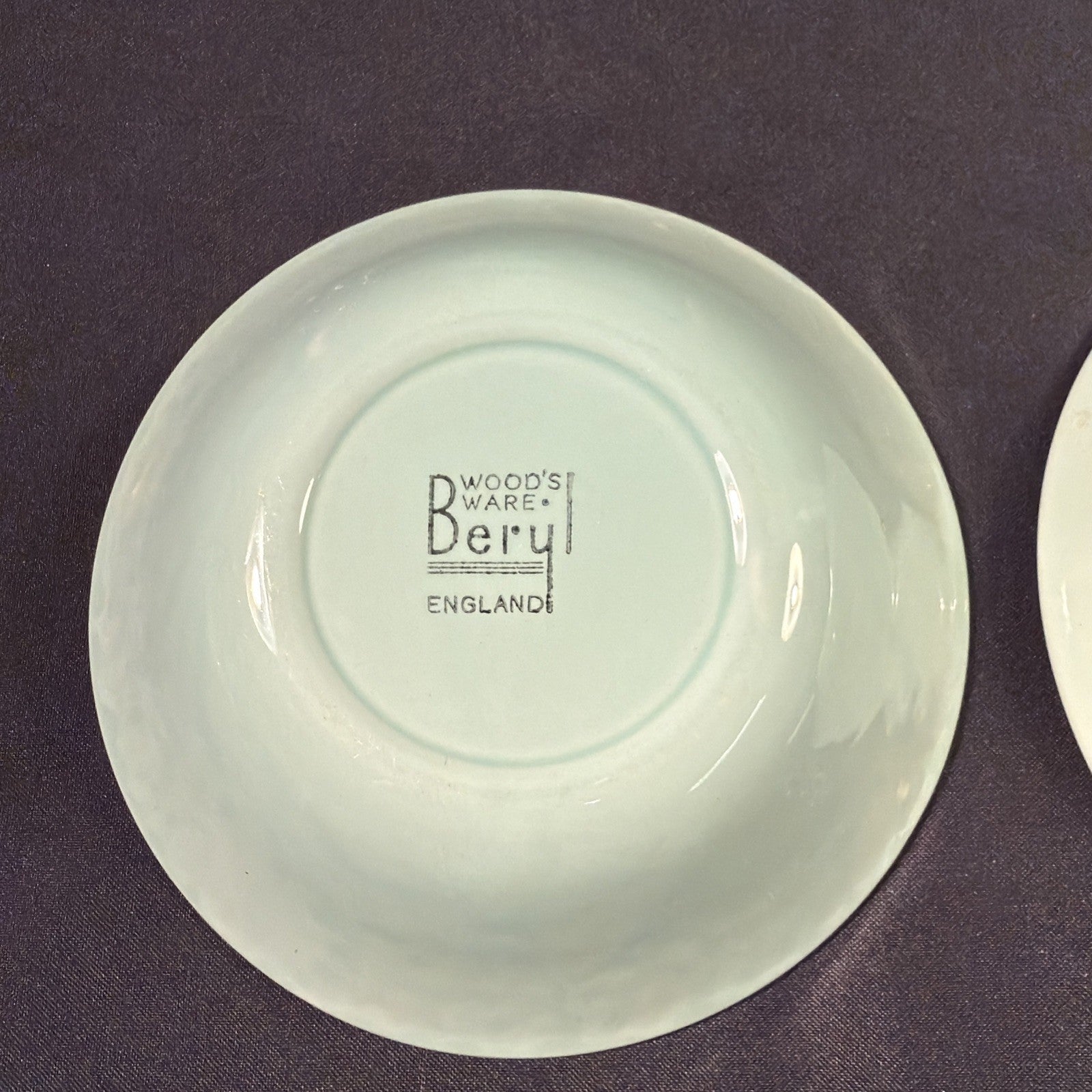 Wood's Ware Beryl Utility Green 2 X Cereal Bowls 16cm Diameter- (1937) 