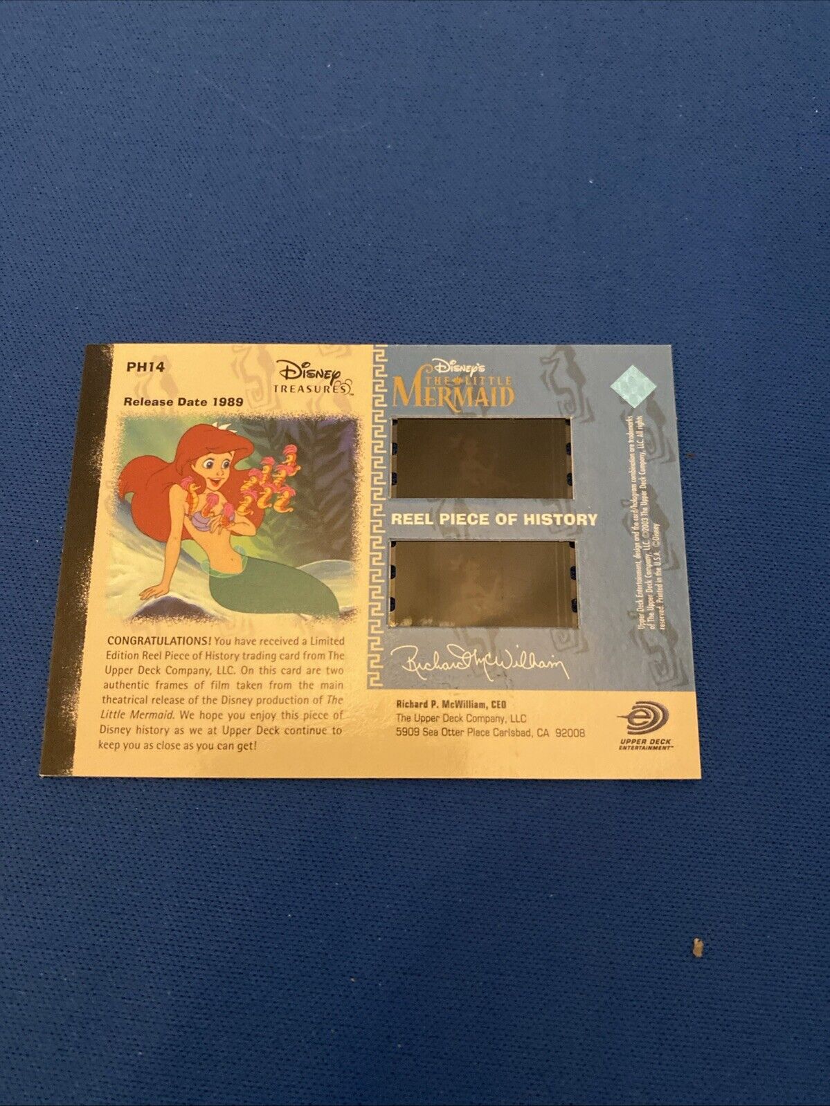 2003 Upper Deck Disney Treasures The Little Mermaid Reel Piece Card PH14 (5774)