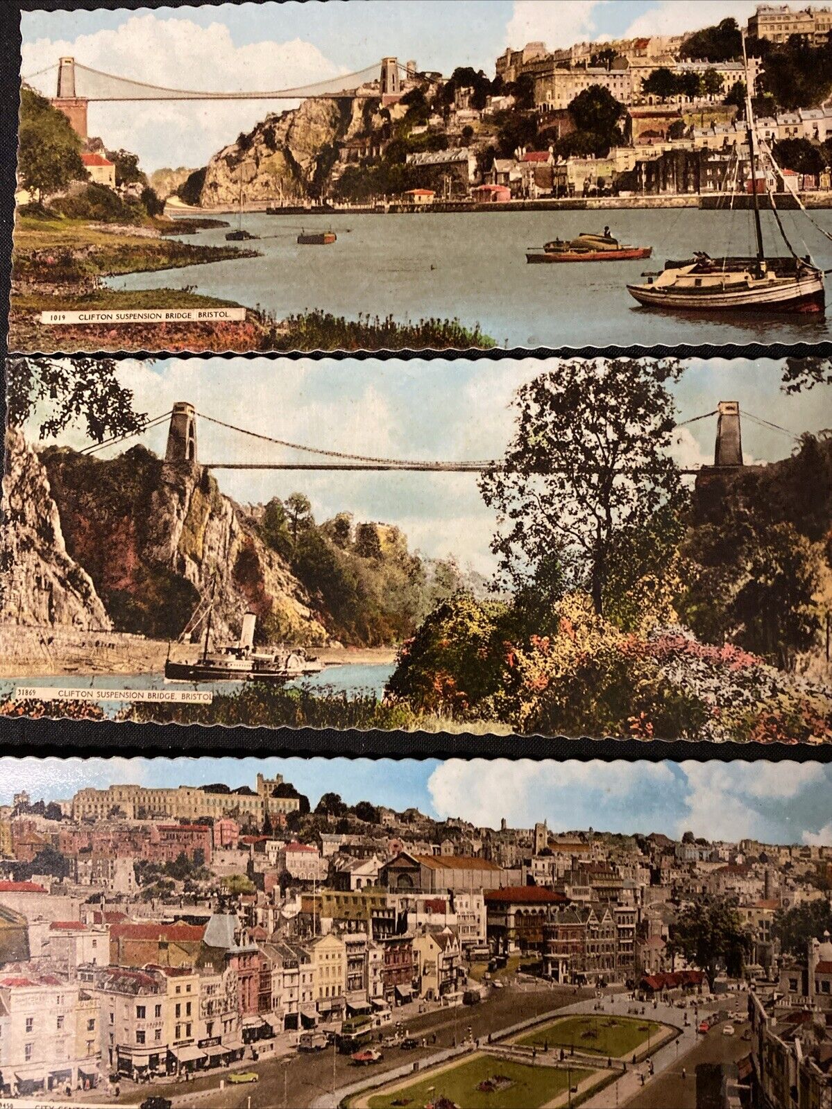 Bristol 1960's Real Photo Postcards x 3 City Centre & Clifton Bridge -(5501)