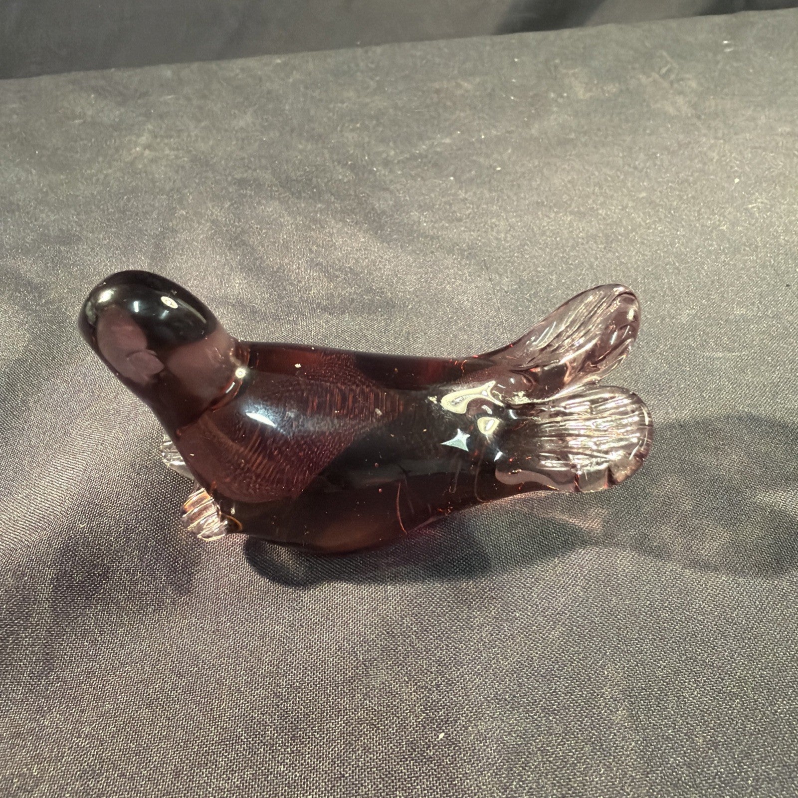 Murano Glass Seal Pink Glass 10cm Vintage 1960's - (2083)