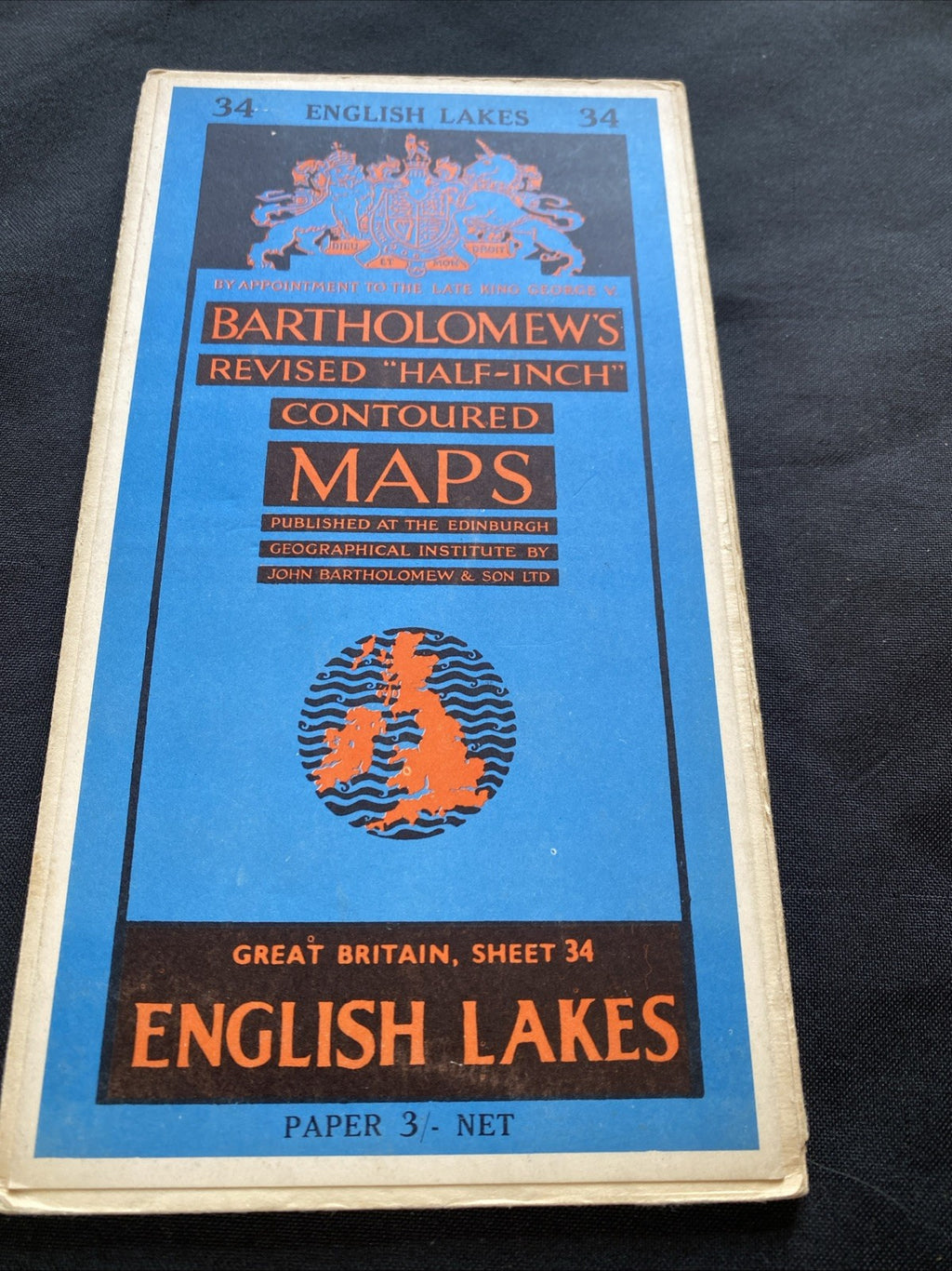 English Lakes Bartholomew Revised Half Inch contoured Paper Map #34 (1277)