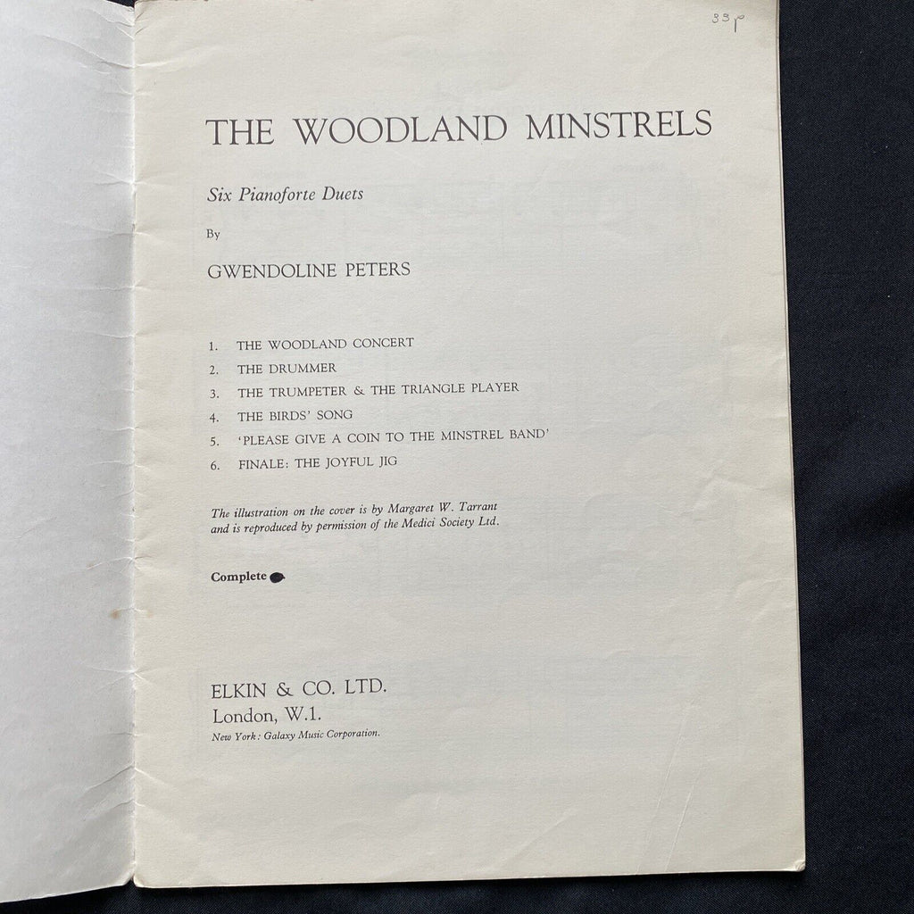 Piano Music Book 1959 The Woodland Minstrels Six Duets Gwendoline Peters - (9539