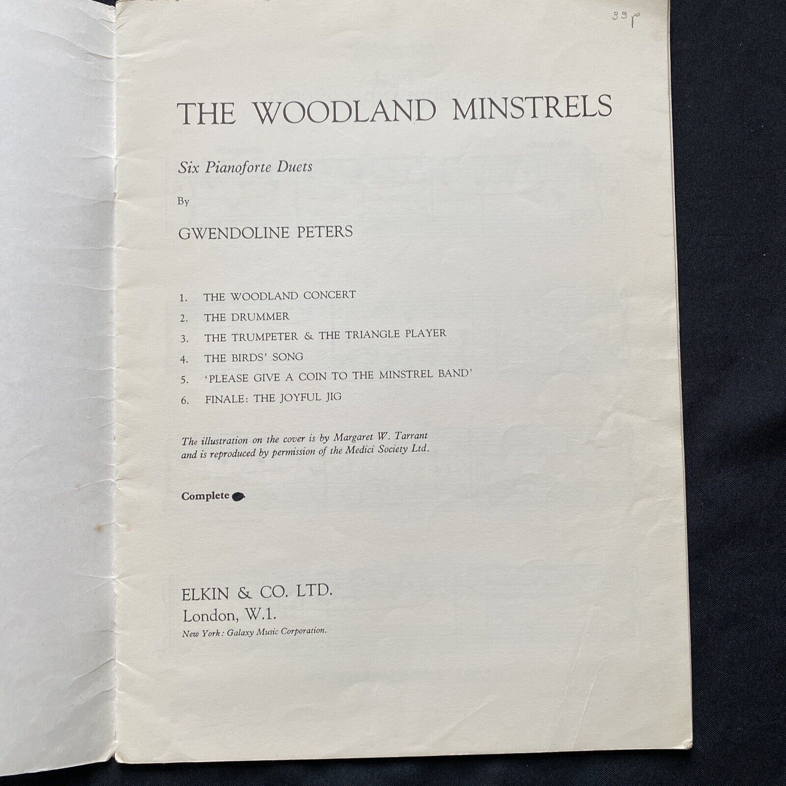 Piano Music Book 1959 The Woodland Minstrels Six Duets Gwendoline Peters - (9539